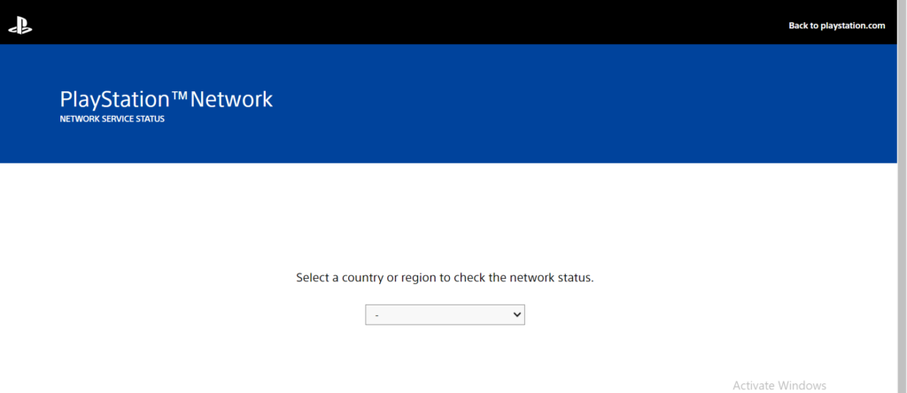 Server Status of PSN