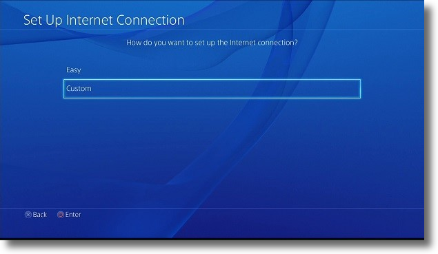 select custon while setting up ps4 dns server step 5