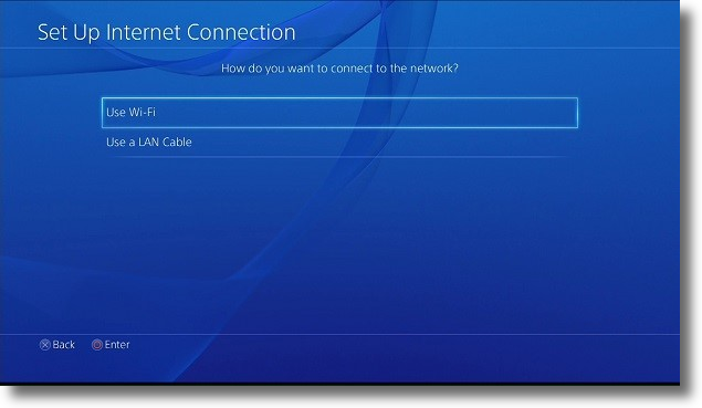 step 4 setup dns on ps4 use wifi or use a LAN cable