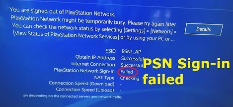 playstation network sign in failed