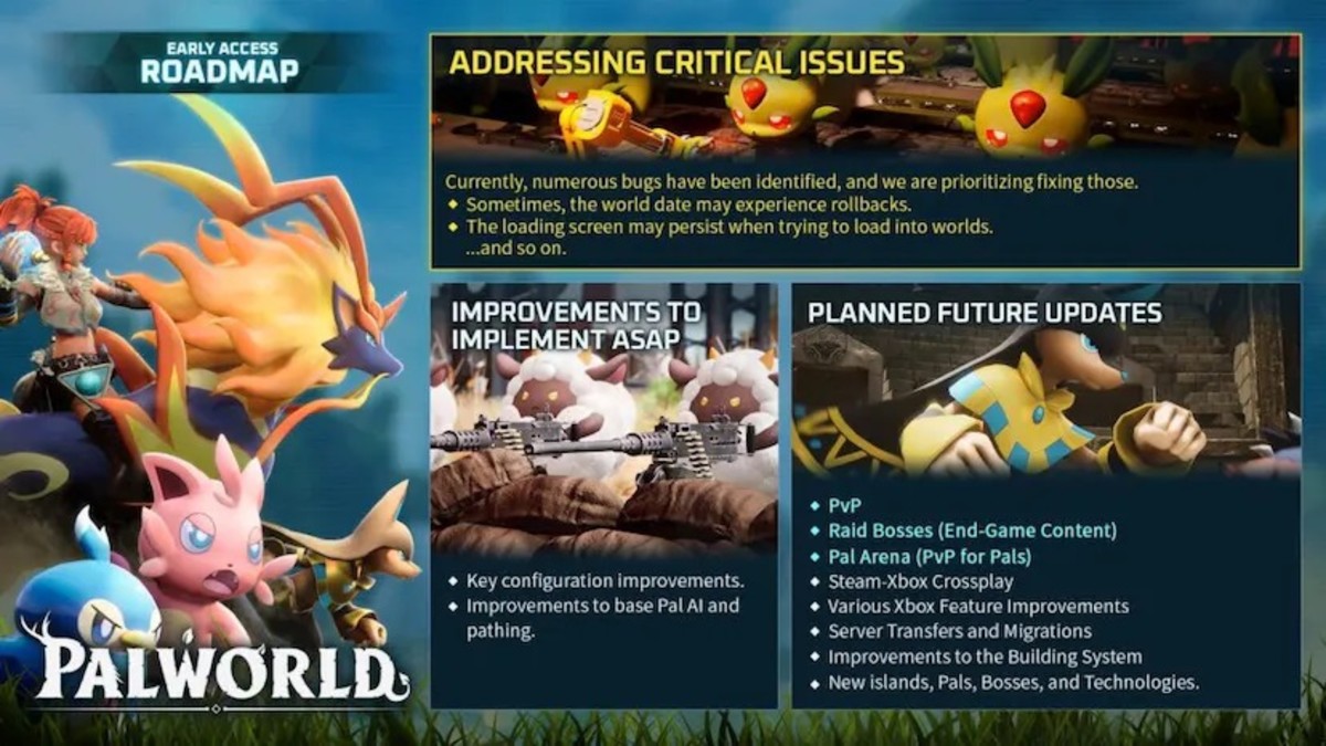 Palworld Early Access Roadmap Reveals New Content and Fixes For 2024